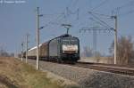 ES 64 F4 - 844 (189 844-4) MRCE Dispolok GmbH fr DB Schenker Rail Deutschland AG mit einem gemischtem Gterzug in Vietznitz und fuhr in Richtung Nauen weiter. Ziel des Zuges war Seddin gewesen. 16.04.2013