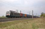 ES 64 F4 - 803 (189 803-0) MRCE Dispolok GmbH fr DB Schenker Rail Deutschland AG mit einem Containerzug in Vietznitz und fuhr in Richtung Friesack weiter.