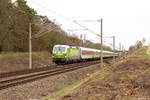 193 813-3 Railpool GmbH für BTE BahnTouristikExpress GmbH mit dem Flixtrain (FLX76340) von Berlin Südkreuz nach Aachen Hbf in Nennhausen. Netten Gruß zurück an den Tf! 27.02.2020
