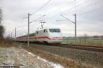 401 065-8 als ICE 874 von Karlsruhe Hbf nach Berlin Ostbahnhof bei Nennhausen. 12.01.2013