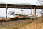411 019-3  Meißen  als ICE 1699 von Berlin Ostbahnhof nach Frankfurt(Main)Hbf in Nennhausen.