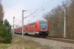 RE4 (RE 37331) von Rathenow nach Jterbog bei Nennhausen und geschoben hatte die 112 189. 12.04.2012