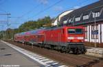 114 021 mit dem RE1 (RE 69515) von Berlin Wannsee nach Brandenburg Hbf, bei der Ausfahrt in Potsdam Park Sanssouci. 09.10.2012