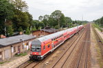 RE5 (RE 3511) von Stralsund Hbf nach Elsterwerda, bei der Einfahrt in Baruth(Mark). Geschoben hatte die 112 190-4. 04.08.2016