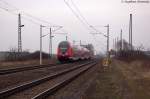 RE20 (RE 17635) von Uelzen nach Halle(Saale)Hbf in Demker und geschoben hatte die 143 558-5. Zum Zeitpunkt dieser Aufnahme hatte der Zug eine Verspätung von 30min gehabt. 01.03.2014