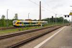 br-0646-stadler-gtw-26-private/435896/vt-646044-646-044-7--vt VT 646.044 (646 044-7) & VT 646.045 (646 045-4) ODEG - Ostdeutsche Eisenbahn GmbH als RB51 (RB 68870) von Brandenburg Hbf nach Rathenow in Rathenow. 14.06.2015