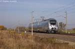 1442 626-6 fr die S-Bahn Mitteldeutschland auf einer Probefahrt in Vietznitz und fuhr in Richtung Nauen weiter. 22.10.2013