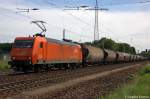 145-CL 001 (145 081-6) ArcelorMittal Eisenhttenstadt Transport GmbH mit einem Kesselzug  Kohle- (Kohlenstaub)  in Satzkorn, in Richtung Priort unterwegs. 26.05.2012