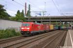 185 296-1 DB Schenker Rail Deutschland AG mit einem Containerzug in Hamburg-Harburg. 13.09.2012