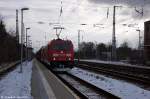 185 264-9 & 185 377-9 (kalt) DB Schenker Rail Deutschland AG mit dem GM 60224 von Ziltendorf EKO nach Hansaport, bei der Durchfahrt in Priort. 21.02.2013