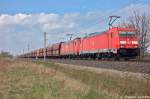 DB Schenker Rail Deutschland AG/263535/185-219-3--185-249-0-db 185 219-3 & 185 249-0 DB Schenker Rail Deutschland AG mit dem GM 60225 von Hansaport nach Ziltendorf EKO in Vietznitz. 25.04.2013