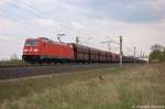 185 382-9 DB Schenker Rail Deutschland AG mit einem Falns Ganzzug in Vietznitz und fuhr in Richtung Friesack weiter. 26.04.2013
