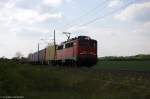 140 853-3 EGP - Eisenbahngesellschaft Potsdam mit einem Containerzug aus Richtung Salzwedel kommend in Stendal. 29.04.2014