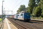 151 118-7 EGP - Eisenbahngesellschaft Potsdam mbH mit der Wagenlok 192 101-4 und einem Containerzug von Berlin nach Hamburg in Friesack. 23.08.2019