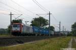 185 650-9 ITL Eisenbahn GmbH mit einem Containerzug bei Rathenow und fuhr in Richtung Wustermark weiter.