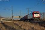 185 560-9 akiem für ITL Eisenbahn GmbH mit einem Containerzug in Stendal(Wahrburg) und fuhr in Richtung Salzwedel weiter.