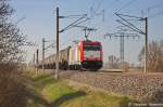 185 650-9 ITL Eisenbahn GmbH mit einem Kesselzug  Umweltgefährdender Stoff, flüssig  in Vietznitz und fuhr in Richtung Nauen weiter. 20.04.2013