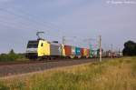 152 197-0 ITL - Eisenbahngesellschaft mbH mit einem Containerzug in Vietznitz und fuhr in Richtung Wittenberge weiter. 24.07.2013