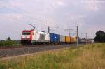 185 598-0 akiem für ITL Eisenbahn GmbH mit einem Containerzug in Vietznitz und fuhr in Richtung Wittenberge weiter.
