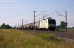 152 197-0 ITL - Eisenbahngesellschaft mbH mit einem Kesselzug in Vietznitz und fuhr in Richtung Nauen weiter. 05.08.2013