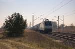152 197-0 ITL - Eisenbahngesellschaft mbH mit einem Zementzug in Demker und fuhr in Stendal weiter. 13.03.2014