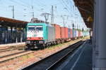 ITL Eisenbahn GmbH/559628/e-186-134-6270-005-7-itl E 186 134 (6270 005-7) ITL - Eisenbahngesellschaft mbH mit einem Containerzug in Stendal und fuhr weiter in Richtung Salzwedel. 02.06.2017