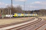 ET 445.115  Eberswalde  (445 115-9) ODEG - Ostdeutsche Eisenbahn GmbH als RE4 (RE 79516) von Ludwigsfelde nach Rathenow, bei der Einfahrt in Rathenow. 19.04.2015