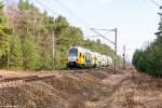 ET 445.111 (445 111-8) ODEG - Ostdeutsche Eisenbahn GmbH als RE2 (RE 63857) von Cottbus nach Wismar bei Friesack. 19.03.2016