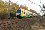 ET 445.102 (445 102-7) ODEG - Ostdeutsche Eisenbahn GmbH als RE2 (RE 63975) von Cottbus nach Wismar, bei Friesack.