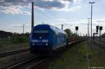 253 015-8 PRESS (223 052-2) mit einem leeren Holzzug in Rathenow, in Richtung Wustermark unterwegs. 28.05.2012