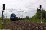 140 037-1 PRESS (140 831-9) mit leeren Holzzug in Stendal(Wahrburg) und fuhr in Richtung Rathenow weiter. 24.05.2013