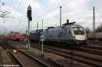 Die ES 64 U2 - 102 (182 602-3) HUPAC fr Raildox GmbH & Co. KG gesellte sich am Nachmittag zu der 183 500 und standen zusammen in Stendal. 25.02.2012