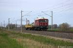 107 018-4 Railsystems RP GmbH mit einem kurzem Bauzug in Vietznitz und fuhr in Richtung Nauen weiter. Netten Gru an den Tf! 03.05.2013