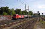 185 631-9 Alpha Trains für RheinCargo GmbH mit einem Kesselzug  Benzin oder Ottokraftstoffe  in Rathenow und fuhr in Richtung Stendal weiter. 17.05.2014