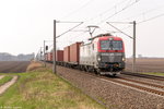PKP Cargo/488787/pkp-vectron-eu46-503-5370-015-7-mit PKP Vectron EU46-503 (5370 015-7) mit einem Containerzug bei Brandenburg und fuhr weiter in Richtung Werder(Havel). 05.04.2016