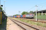 PKP Cargo/668892/eu46-508-5370-020-7-pkp-cargo-sa EU46-508 (5370 020-7) PKP CARGO S.A. mit einem Containerzug in Großwudicke und fuhr weiter in Richtung Rathenow. 23.06.2019