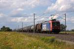482 029-6 SBB Cargo für HSL Logistik GmbH mit einem Kesselzug  Umweltgefährdender Stoff, flüssig  in Vietznitz und fuhr in Richtung Nauen weiter. 31.07.2013