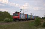 482 032-0 SBB Cargo für HSL Logistik GmbH mit einem Containerzug in Stendal und fuhr in Richtung Salzwedel weiter.