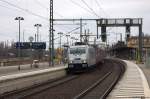 METRANS Rail s.r.o./412652/386-011-1-metrans-rail-sro-mit 386 011-1 METRANS Rail s.r.o. mit einem Containerzug in Wittenberge und fuhr weiter in Richtung Ludwigslust. 13.03.2015