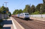 386 003-8 METRANS Rail s.r.o. mit einem Containerzug in Bienenbüttel und fuhr weiter in Richtung Uelzen. 05.06.2015