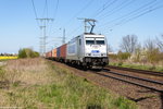 386 007-9 METRANS Rail s.r.o. mit einem Containerzug in Stendal und fuhr weiter in Richtung Magdeburg. 21.04.2016