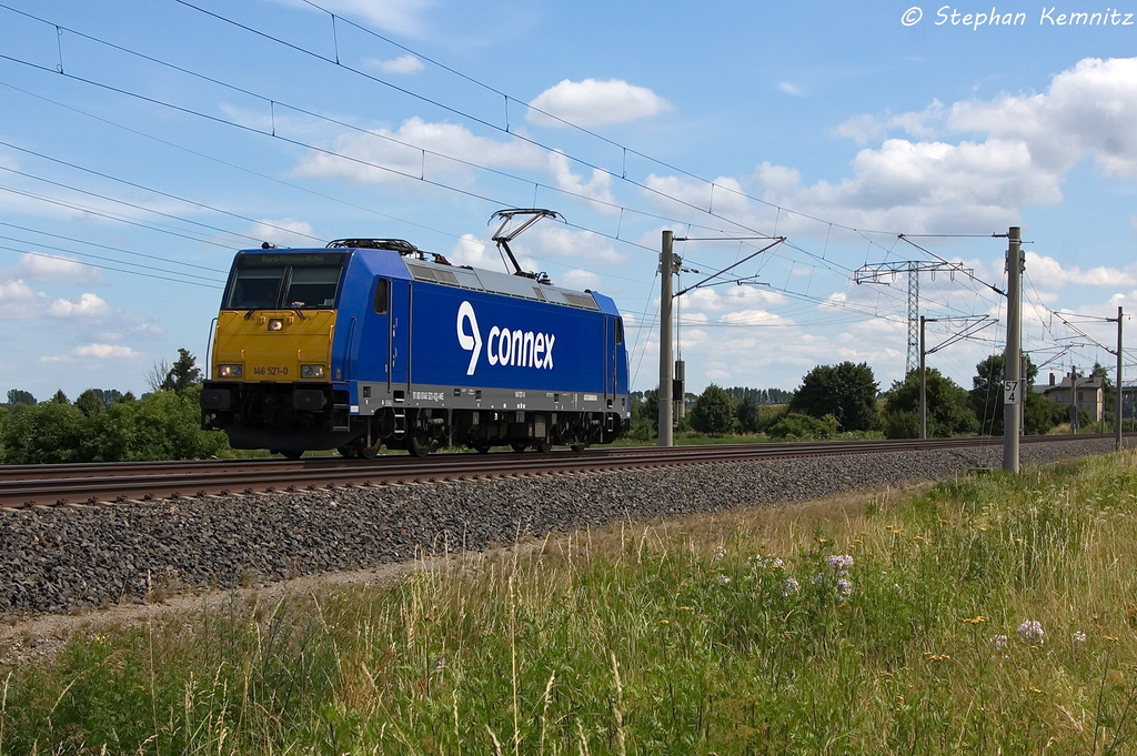 146 521-0 Captrain Deutschland GmbH kam als Lz durch Vietznitz und fuhr nach Hamburg weiter. 16.07.2013