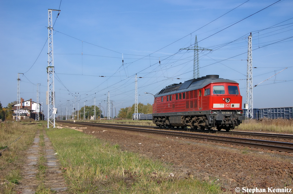 233 636-0 DB Schenker Rail Deutschland AG kam als Lz durch Satzkorn gefahren und fuhr in Richtung Priort weiter. 20.10.2012