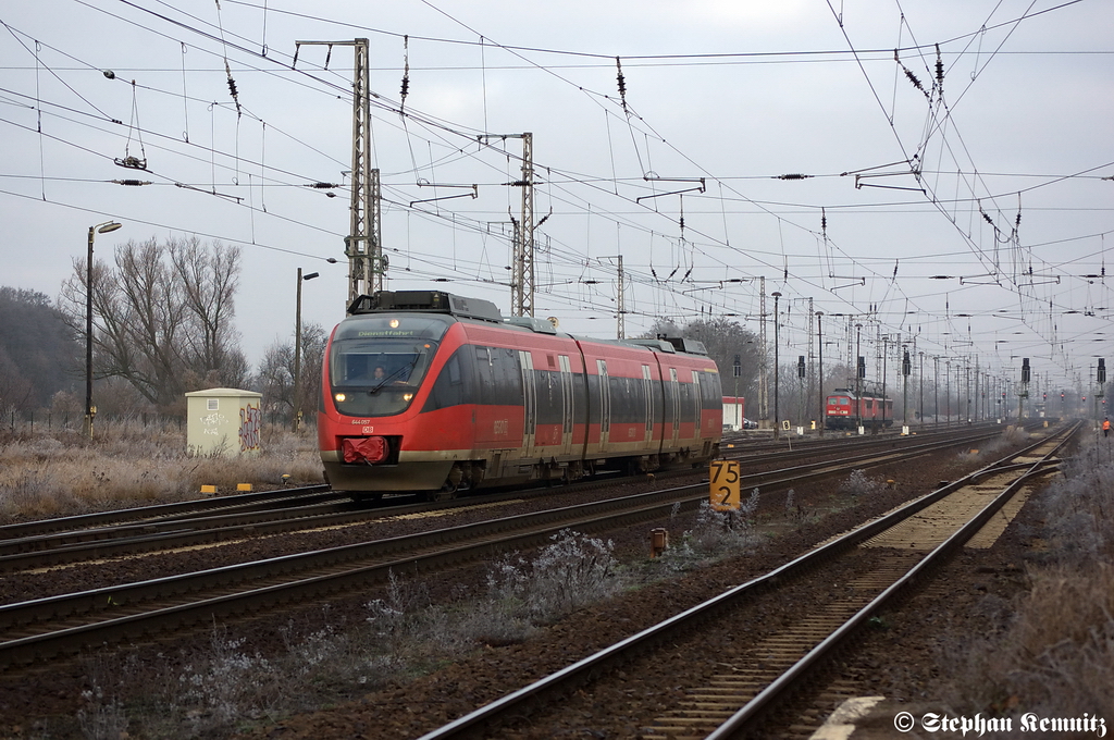 644 057/557 BW Kln-Deutzerfeld auf Dienstfahrt in Priort in Richtung Golm unterwegs. 25.01.2012