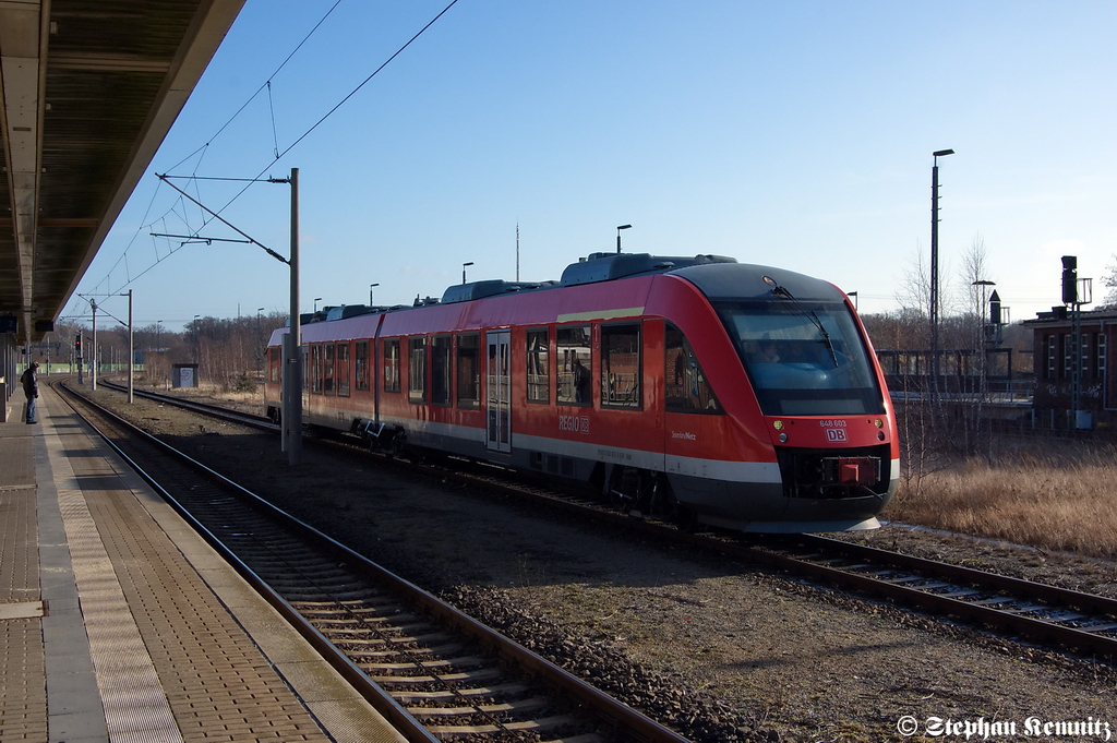 648 103/603  SauerlandNetz  stand in Rathenow und fuhr dann wieder zurck nach Stendal zum RAW Stendal. 20.02.2012