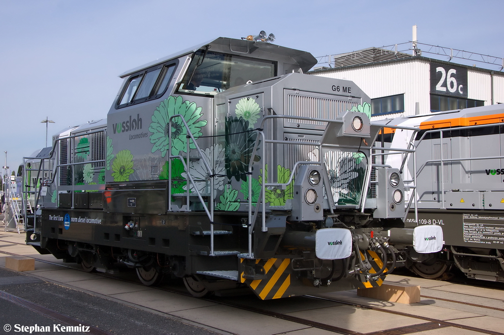 Die G6 MD ist eine neue Diesellok aus dem Hause Vossloh und ist die erste Diesel Lokomotive die die Euronorm 5 erfllt. Sie stand auf der InnoTrans 2012 in Berlin. 21.2012