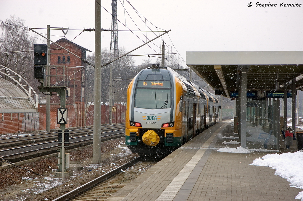 ET 445.109 (445 109-2) ODEG - Ostdeutsche Eisenbahn GmbH als RE4 (RE 37321) von Rathenow nach Jterbog in Rathenow. 22.02.2013