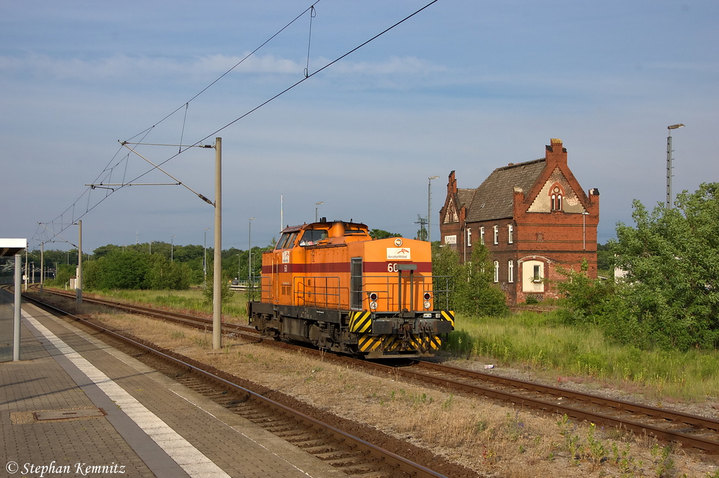 Lok 60 (293 060-0) ArcelorMittal Eisenhttenstadt GmbH als Lz in Rathenow und fuhr nach Premnitz zum Gewerbegebiet weiter. 13.06.2012