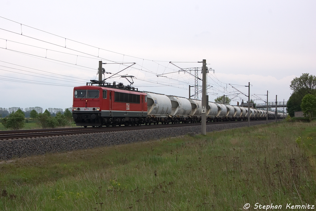 MEG 707 (155 230-6) MEG - Mitteldeutsche Eisenbahn GmbH mit einem Kesselzug in Vietznitz und fuhr in Richtung Friesack weiter. Netten Gru an den Tf! 10.05.2013