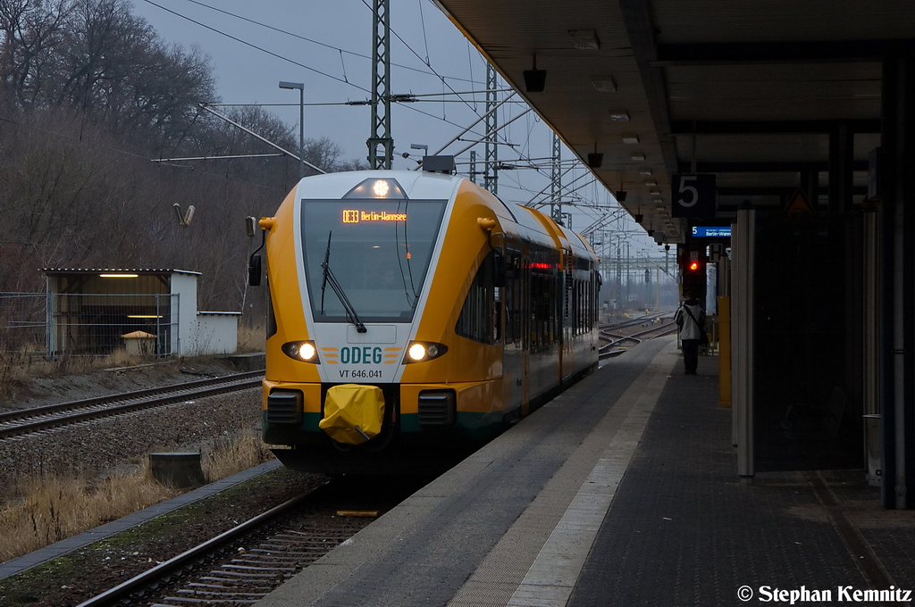 VT 646.041 (646 041-3) ODEG - Ostdeutsche Eisenbahn GmbH als RB33 (RB 68986) von Jterbog nach Berlin Wannsee in Jterbog. 08.01.2013